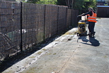 Work starts on installing a trough drainage sytem running parallel to the bottom fence.