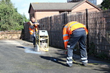 Cutting a new drainage channel to capture water run-off - September 2021.