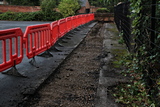 Groundworks to accommodate a soakaway land drain (looking towards River Street end) - October 2021.