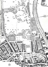 Map of St Helens House and area, including Darley Lane and North Parade - 1852