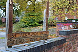 Saint Alkmund's Town Green notice board. Smashed up and broken by vandals in October 2020.