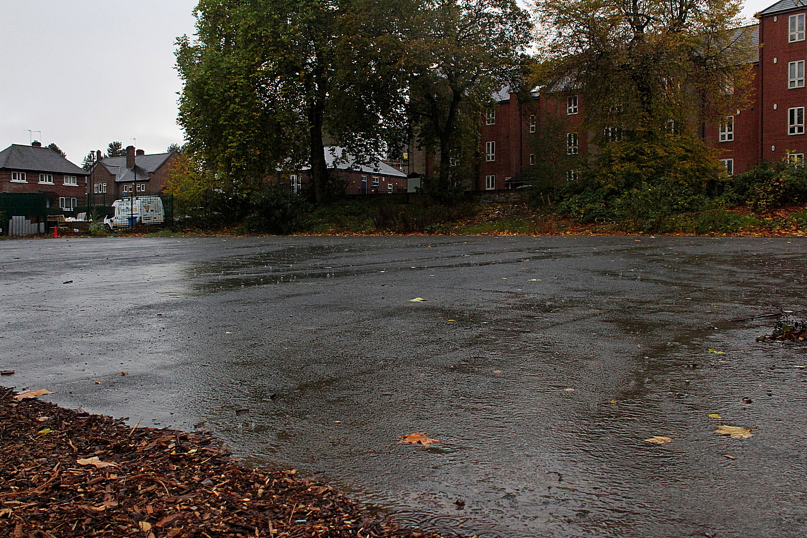 Surface water run-off at Saint Alkmund's Green, Derby - November 2021.