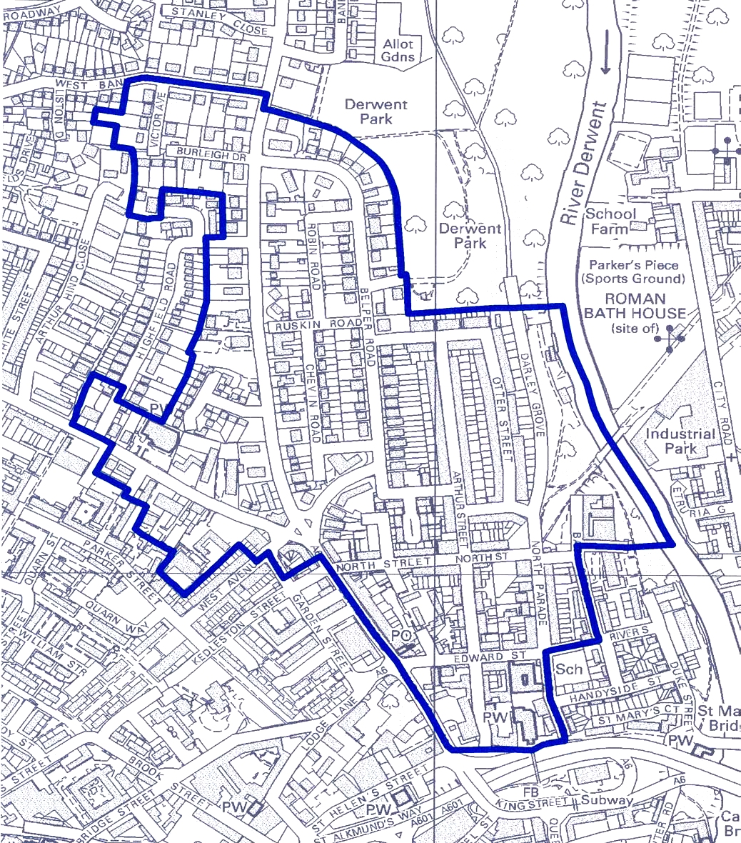 Boundary of the Strutt's Park Conservation Area in Derby